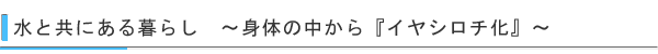 水とともにある暮らし 身体の中からイヤシロチ化